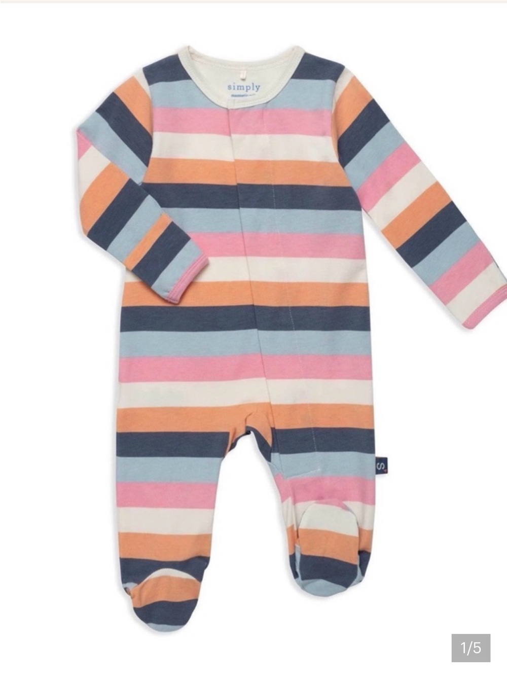 Magnetic Me Striped Footed One-Piece in Pink, Blue, Peach, White